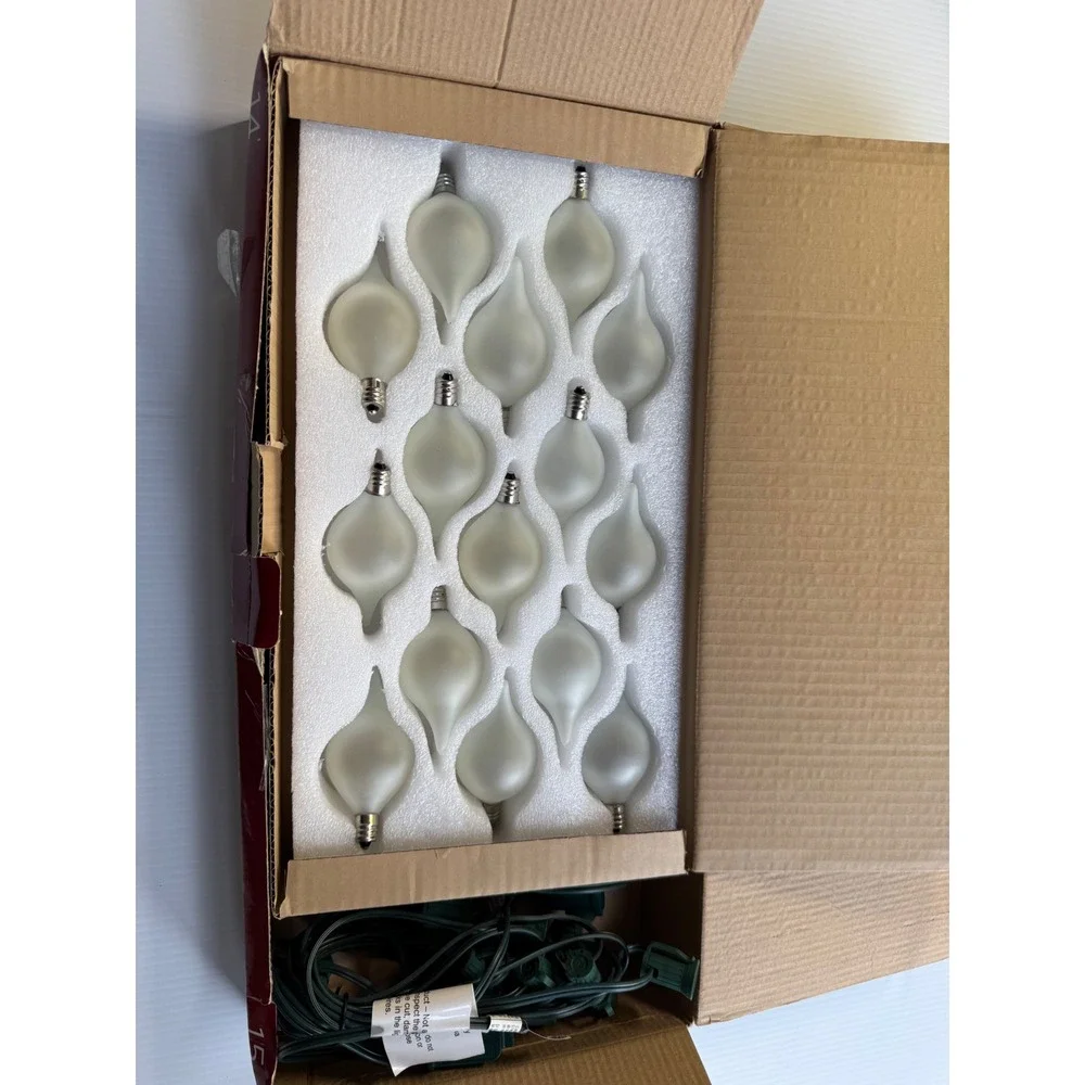 RAZ Imports 14ft Matte Kismet String Light 15 White Bulbs Green Wire L4237004